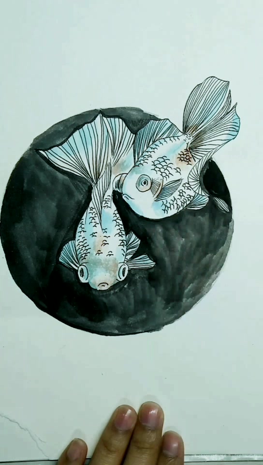我把鱼儿画给你看,两条小鱼在画中游