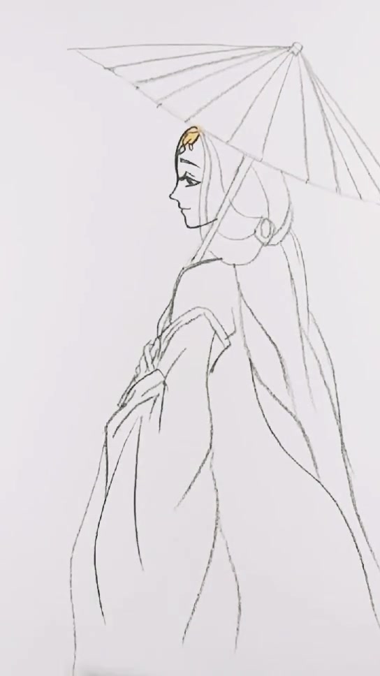 画一个撑伞的古风美女教程