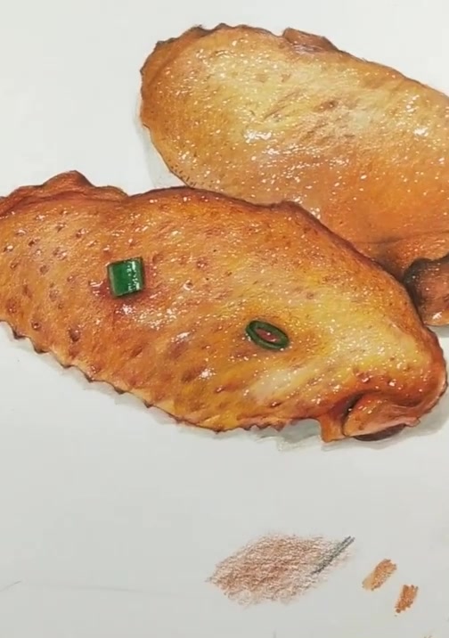 这鸡翅画得真像,看得我口水都流下来了