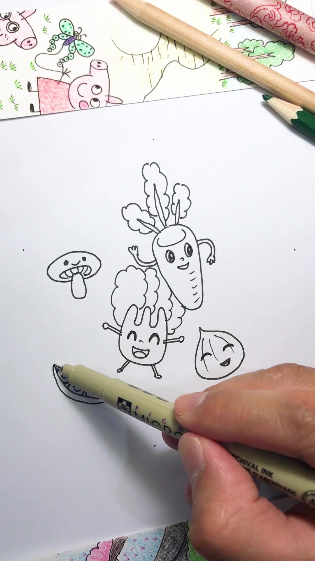 蔬菜大作战主题书签简笔画 简单易学好看的简笔画!