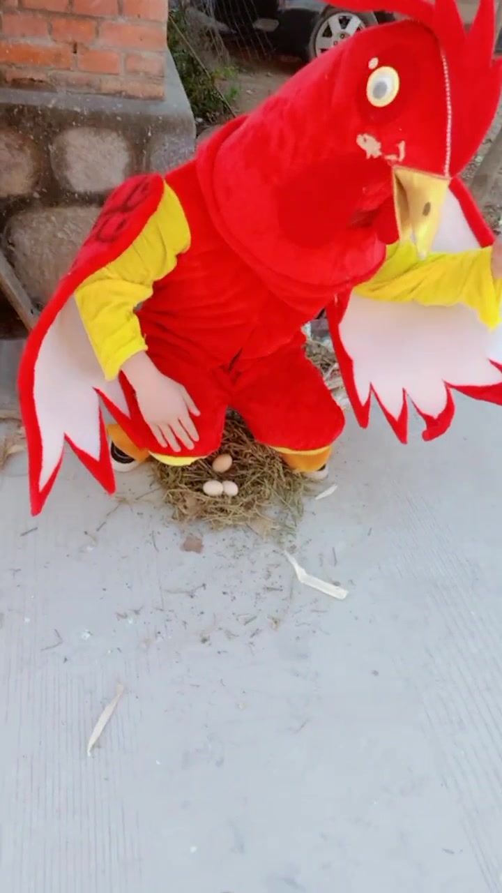 美女穿着公鸡衣服,跳“小黄鸭”舞蹈,边跳舞边下蛋!