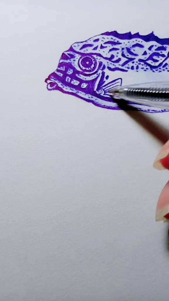 圆珠笔手绘鱼儿教程