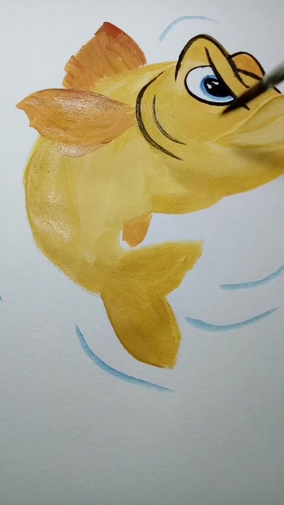 简易水彩手绘鱼教程
