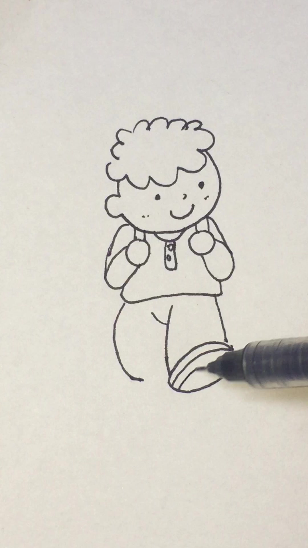 记录生活简笔画,吃完早餐去上学,又是元气满满的一天