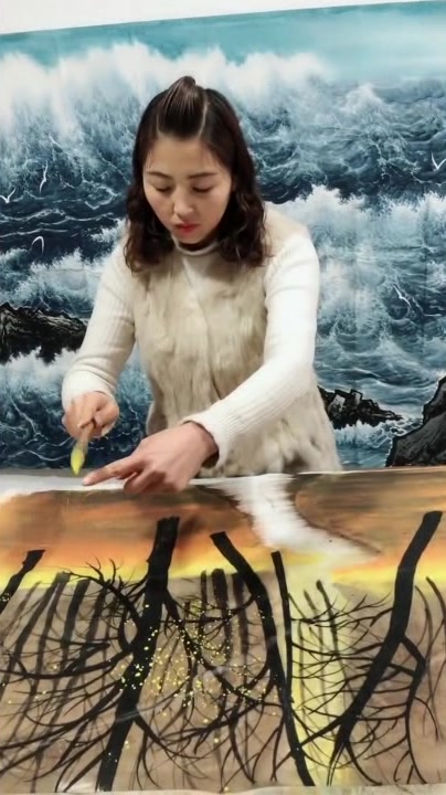 师徒俩画的风景画实在太有意境了,不知道怎么形容了