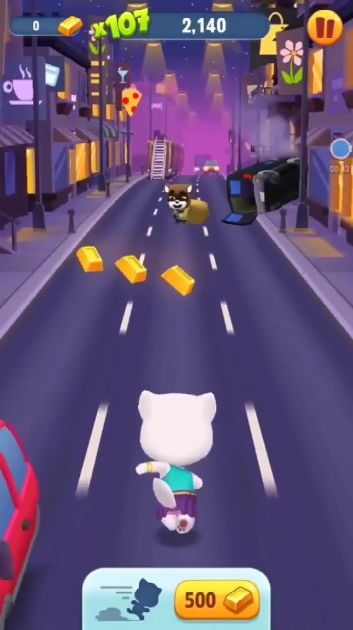 汤姆猫跑酷游戏:终于追到金条大盗小浣熊了,一定要把金条夺回来