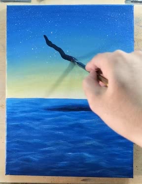 高手画了一副鲸鱼出水的彩绘,看着真的很舒服,我都想学画画了!