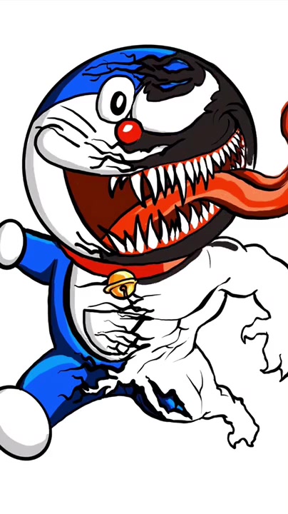 哆啦A梦被毒液感染,长出了一身肌肉,还我童年!