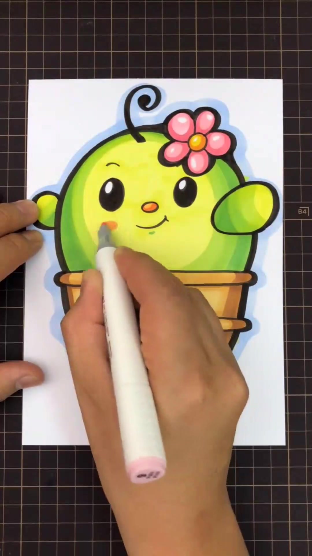 简笔画:你家里可有养多肉?没有的话我画一个多肉小妹妹给你!