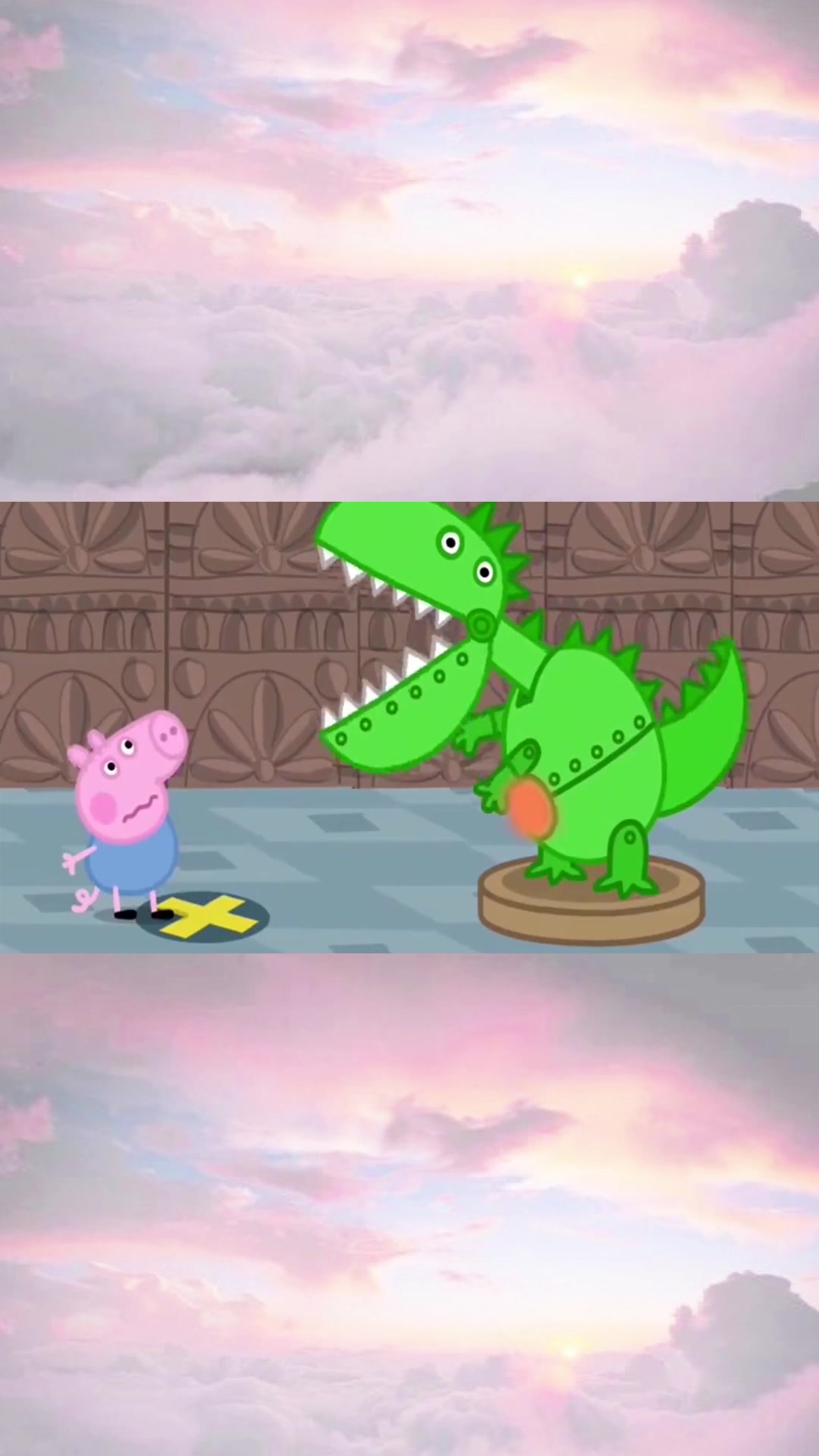 小猪佩奇:兔妈妈给乔治做了恐龙蛋糕,猪爸爸还买了恐龙蹦蹦床