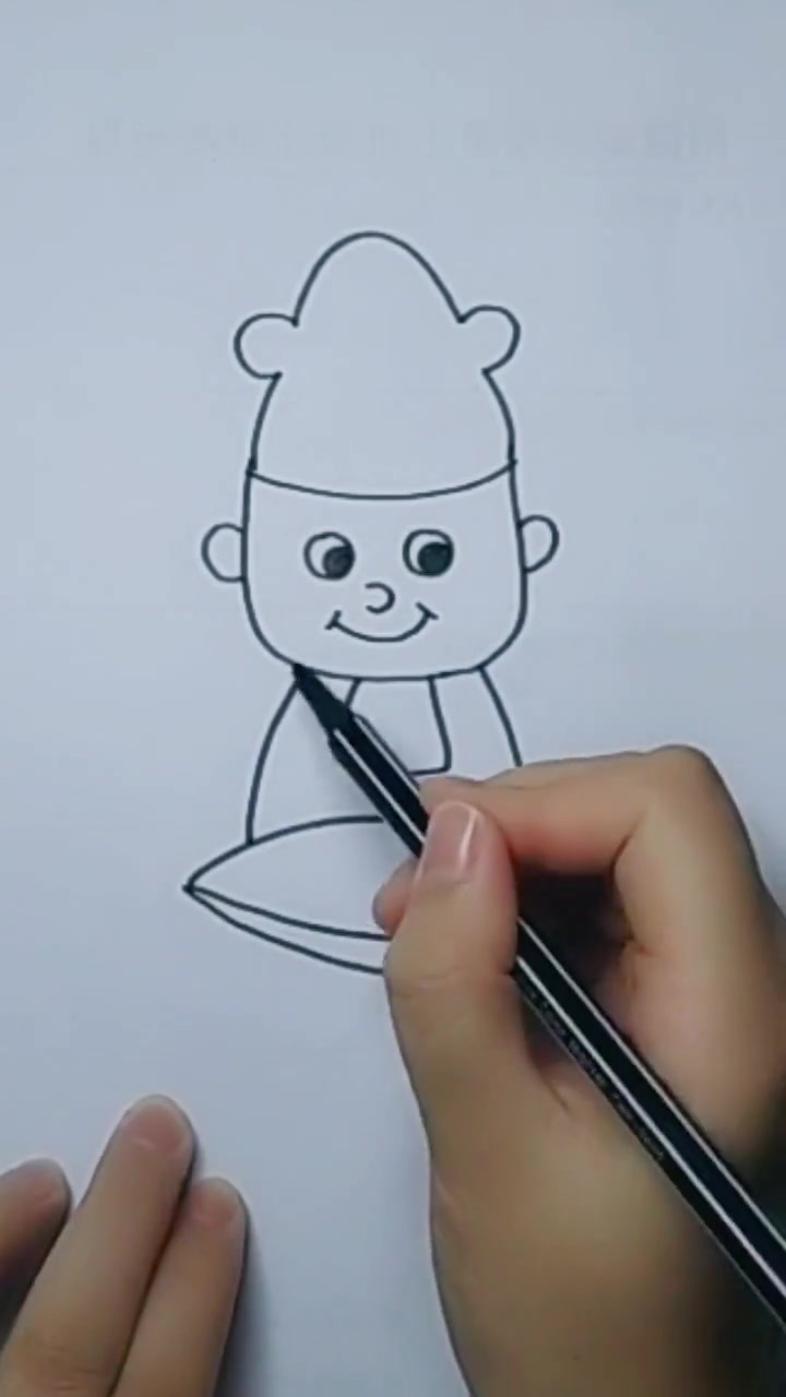 简笔画:教你画小厨师,这个小厨师还有点可爱!