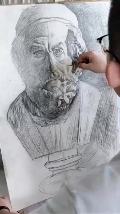 北京艺方美术学员李景瑞素描石膏头像写生《荷马》零基础学素描#