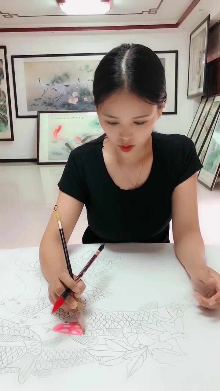 大神画画,这些鲤鱼的图案,真好看!