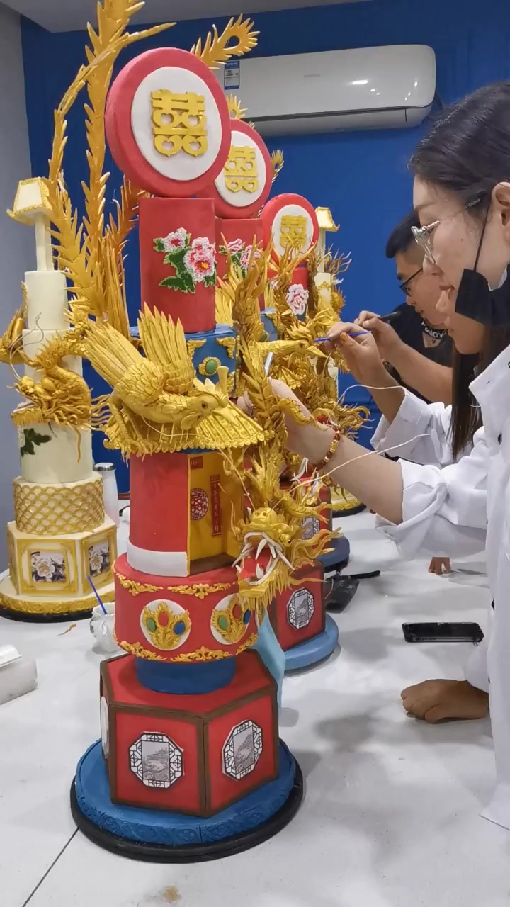 见识一下制作古风翻糖蛋糕,结婚用最合适,网友:好看不好吃吧?