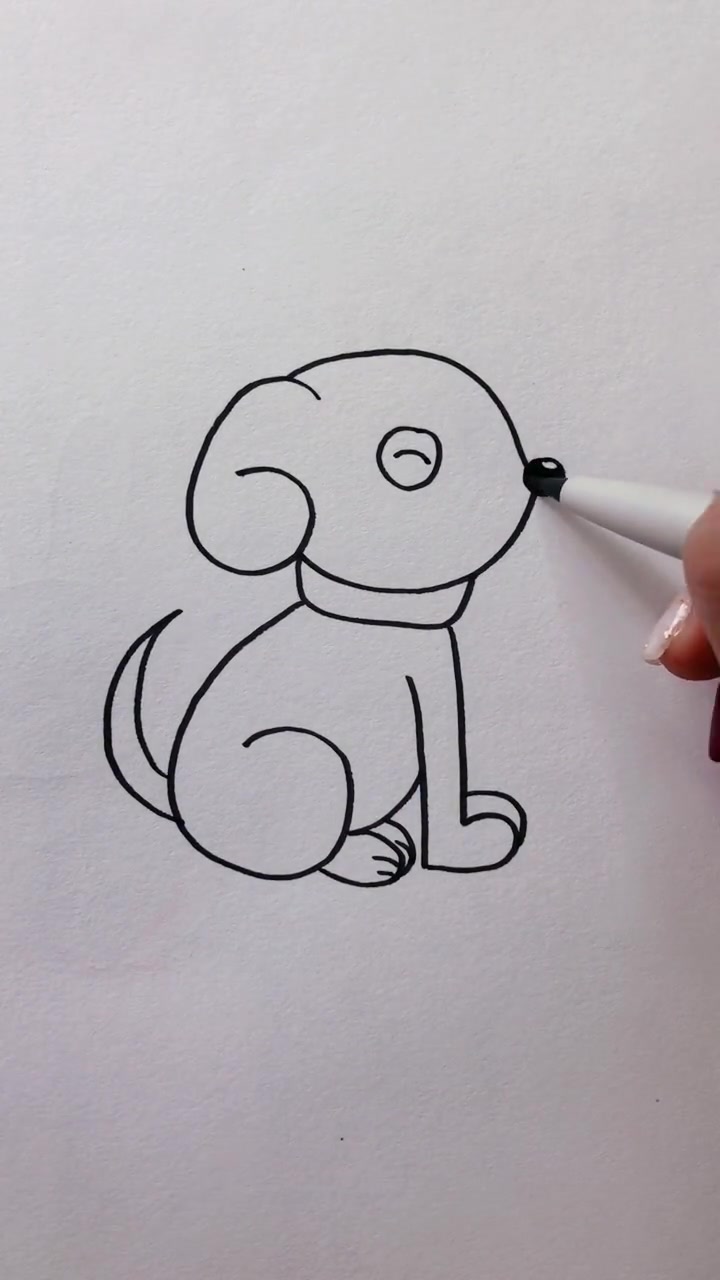 超可爱的简笔画小狗,简直是手残党的福音,上好色更可爱了