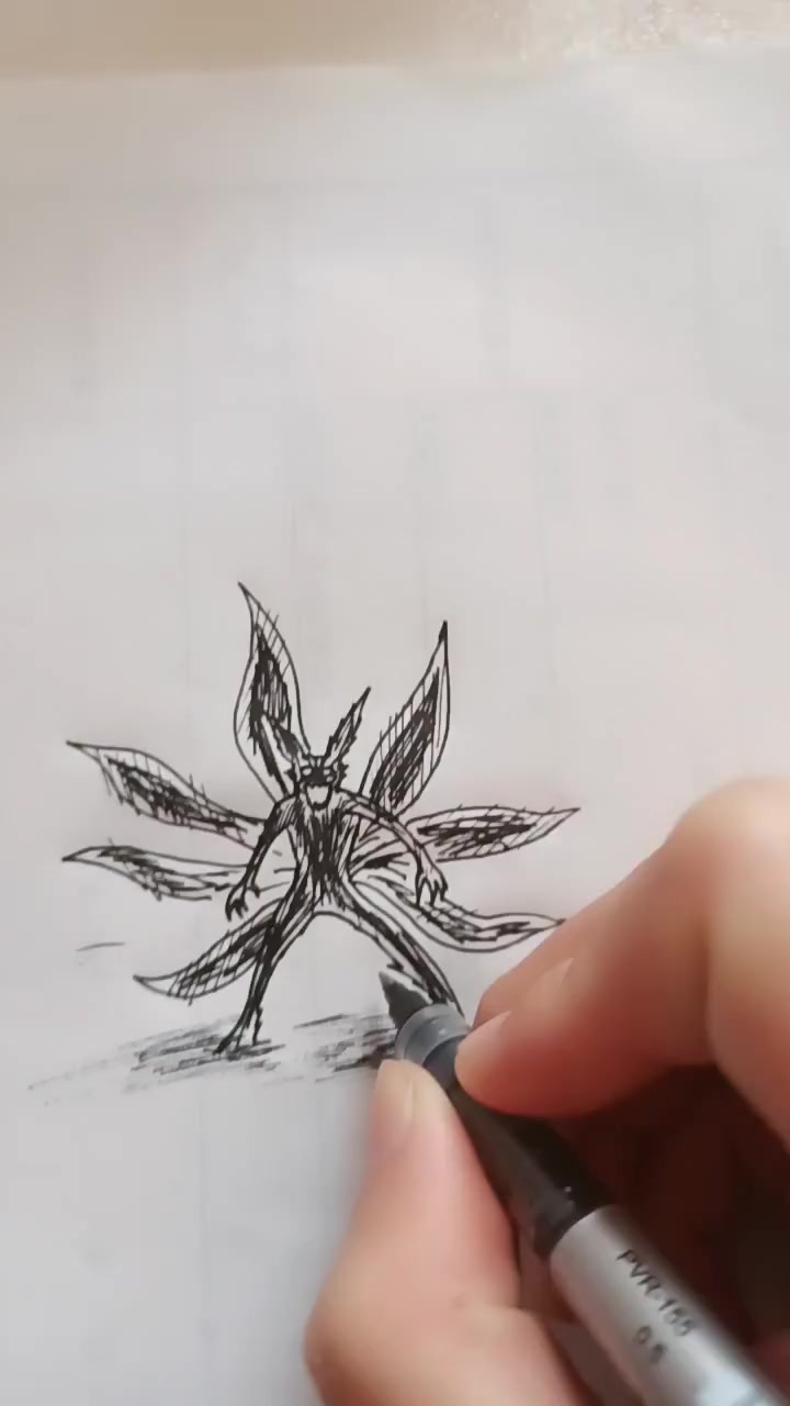 牛人手绘火影,漩涡鸣人七尾形态,太帅了!