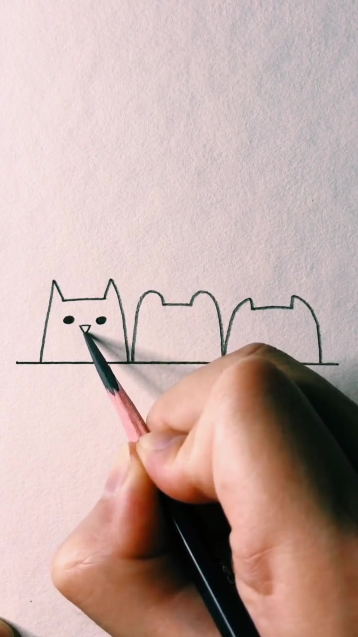 三只小猫咪的简笔画,爱做手账的小姐姐不要错过,简直太萌了
