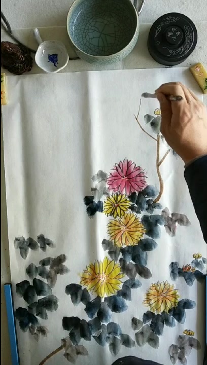 零基础学国画.菊花(1)