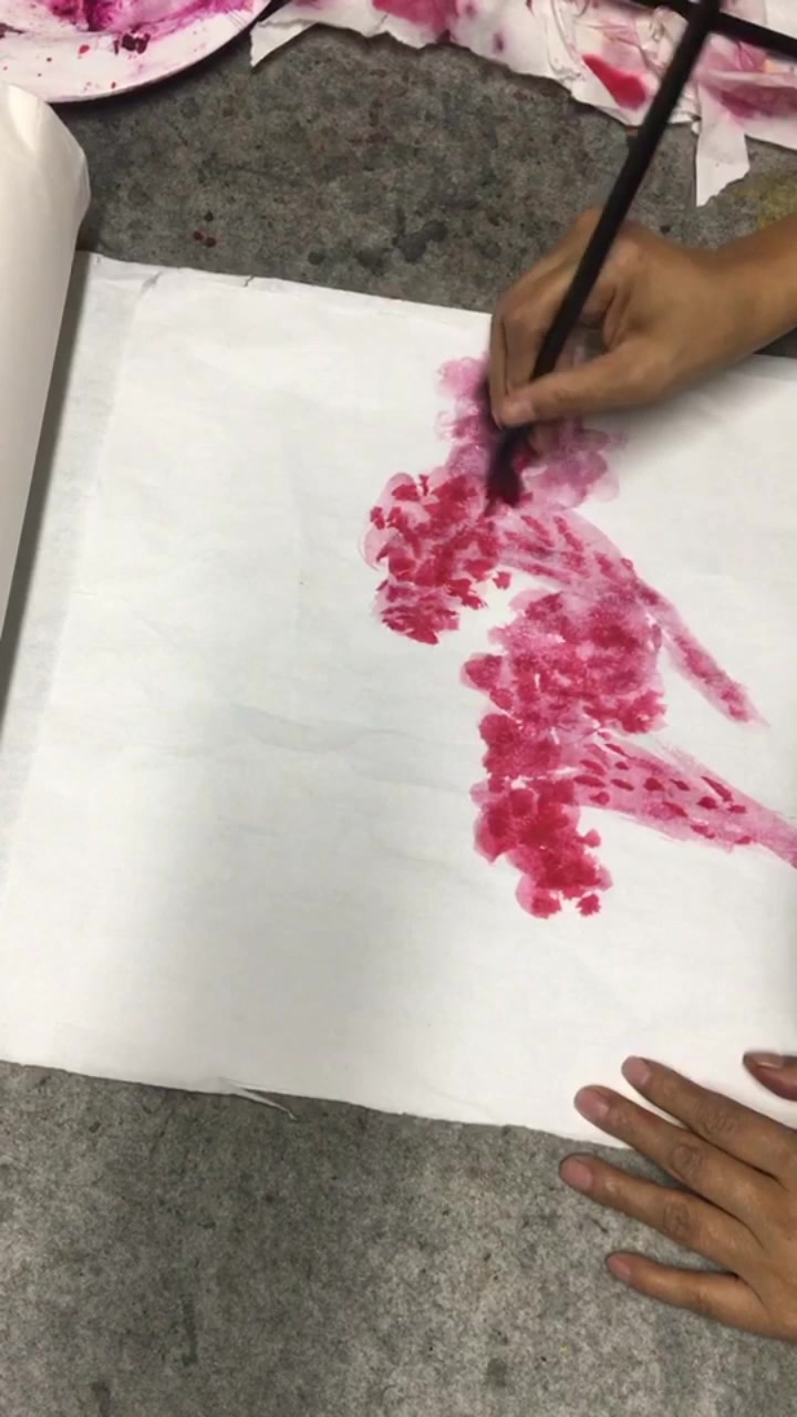 国画:刘雪樱老师示范鸡冠花画法
