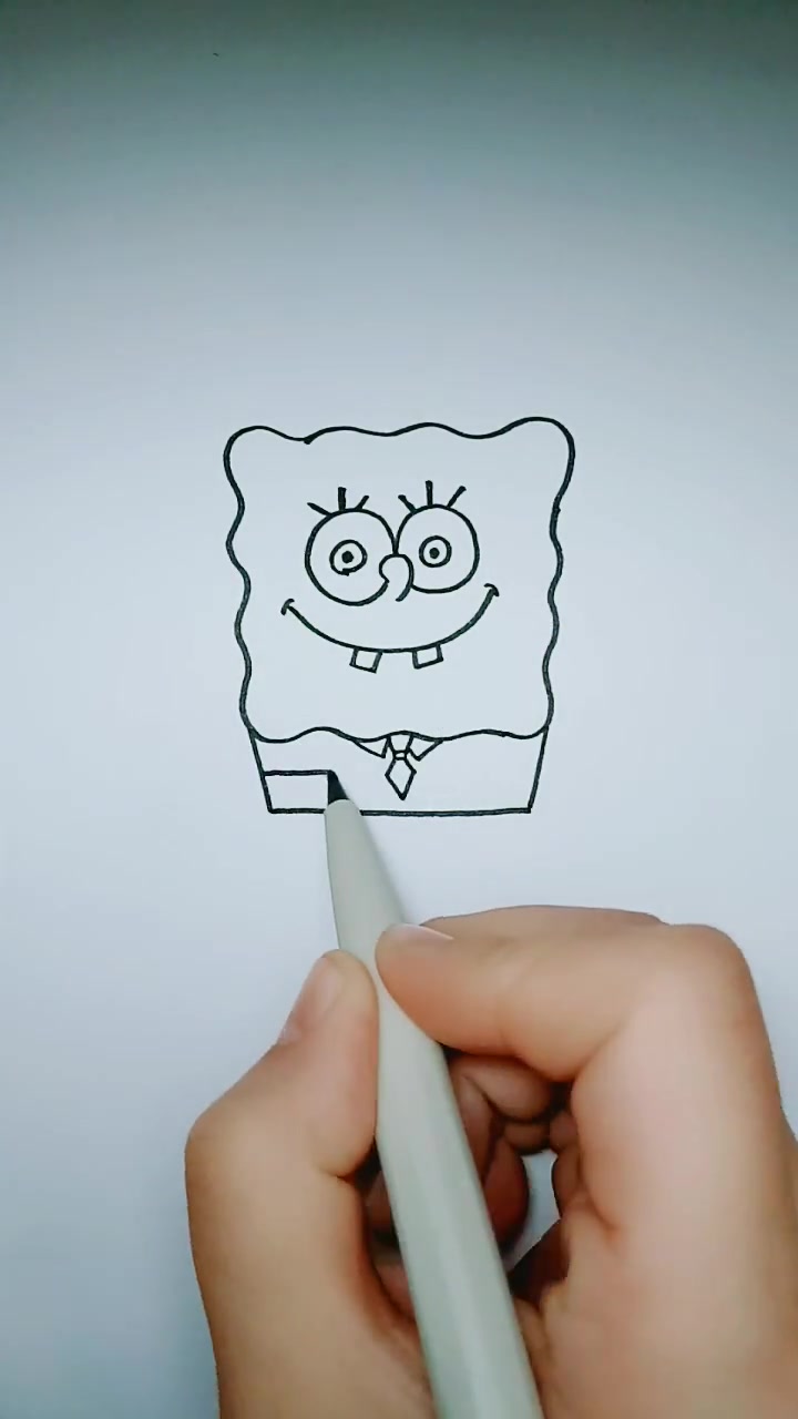 超级可爱的海绵宝宝简笔画,保证让你一看就会,赶紧学起来吧