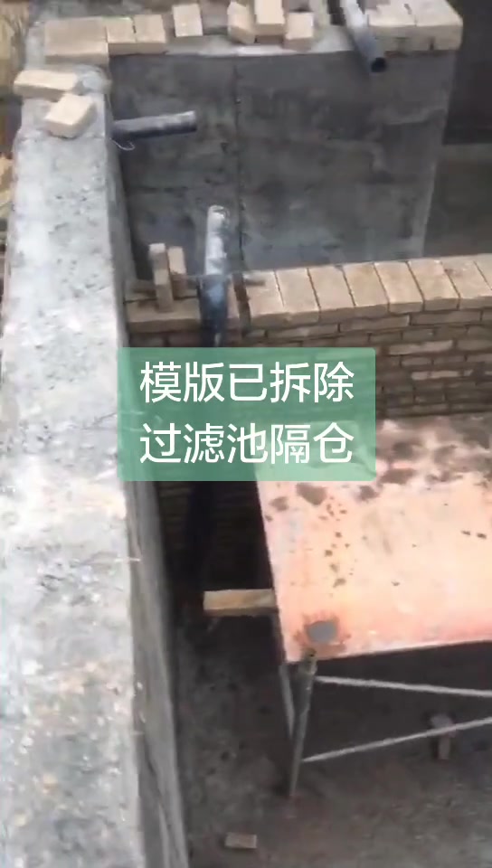鱼池模版已经拆除,你们关心的过滤系统正在砌砖隔仓