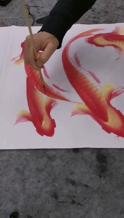 新年贺寿,教你画九鱼拜寿