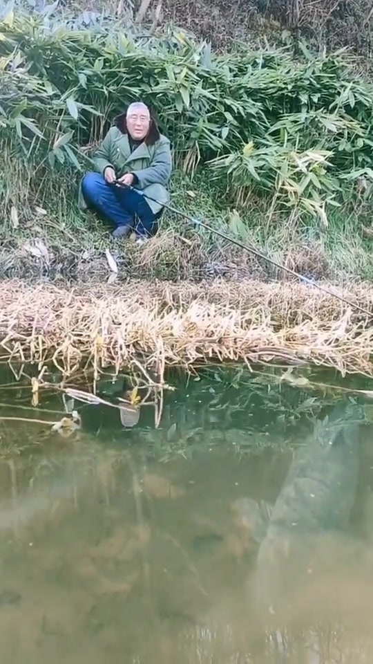 老头钓鱼真是厉害了,眼睁睁看着鱼在下面躲着,还不能下水!