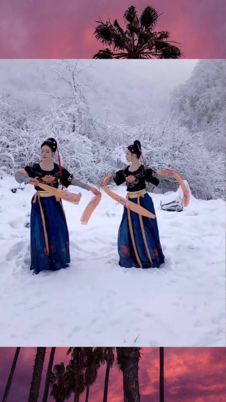 真人版“敦煌壁画”,雪景撞上美人,上演一支惊艳的敦煌飞天舞!