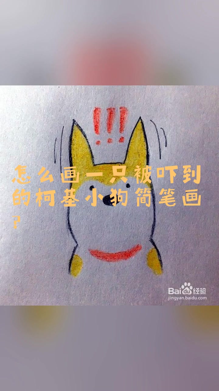 怎么画一只被吓到的柯基小狗简笔画?