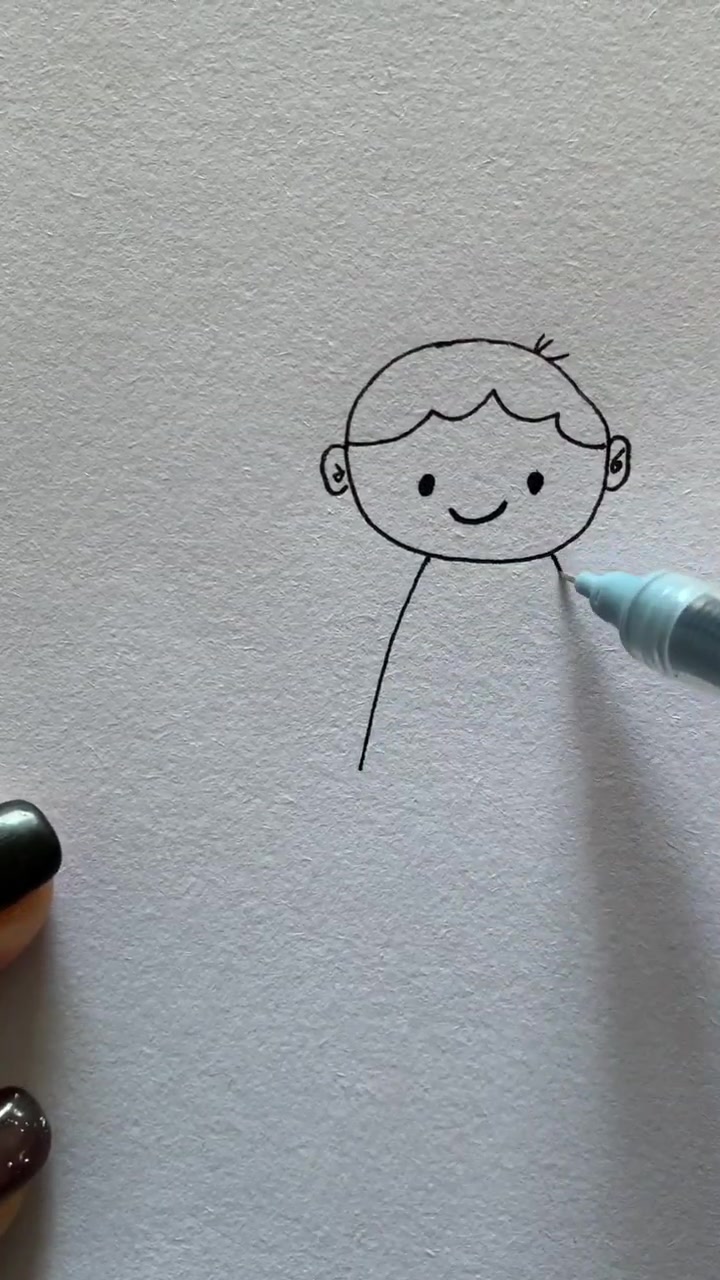 手工简画,吃糖葫芦的小男孩