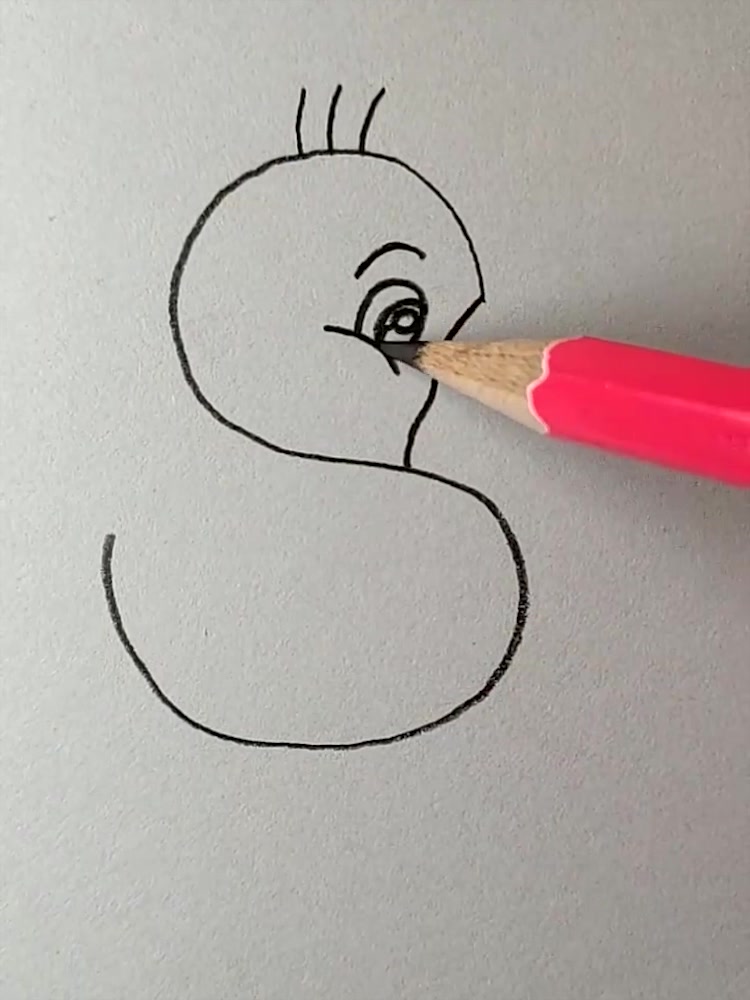 简笔画:水中游泳的胖鸭子