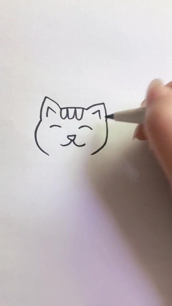 可爱的小猫咪简笔画,看两遍就能学会,赶紧试试吧