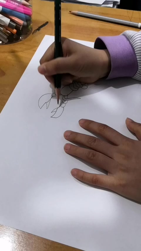 红彤彤的小龙虾,儿童彩铅简笔画!