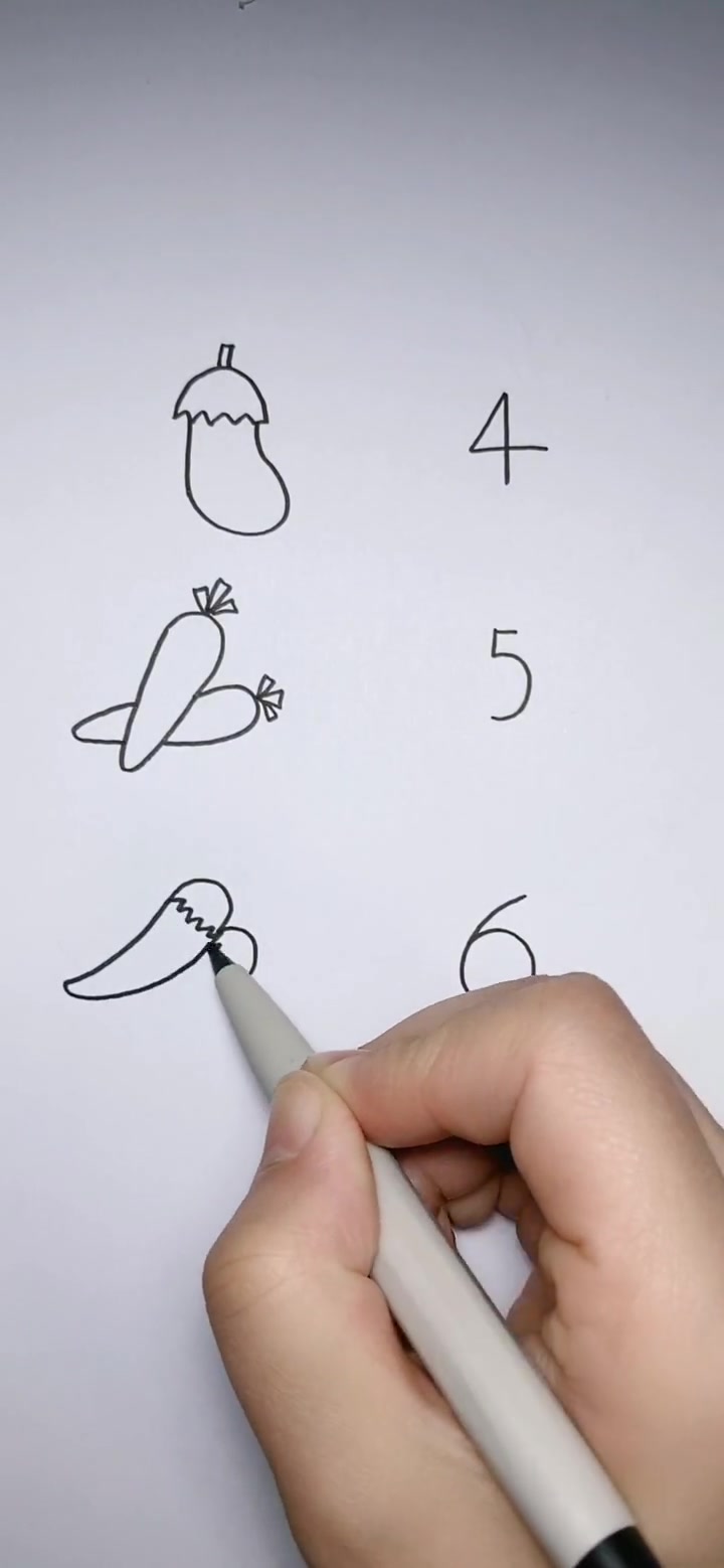 可爱的数字蔬菜简笔画,太有创意了,适合开发宝宝的想象力