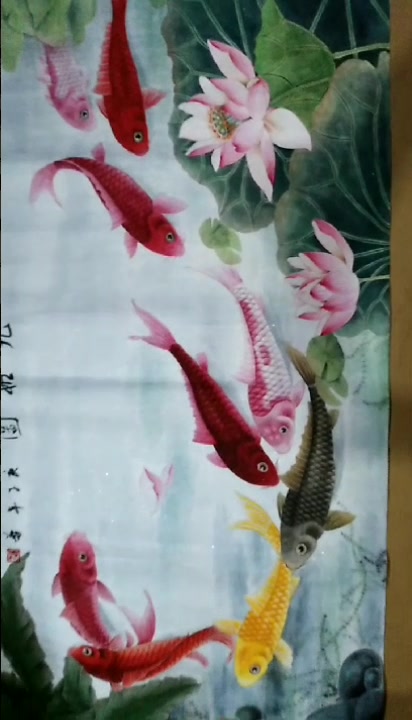 王蕾国画荷花鲤鱼(二)