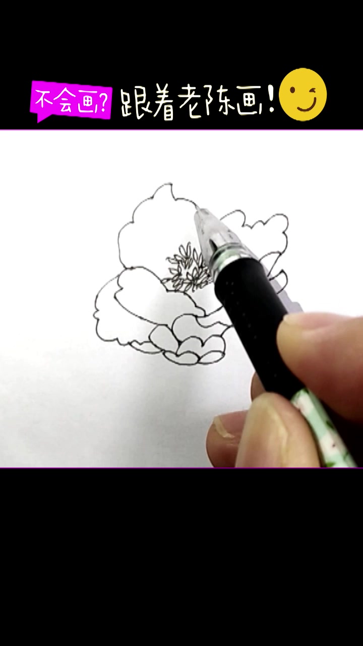 闲着没事画一朵花,用线描的方式画,超简单