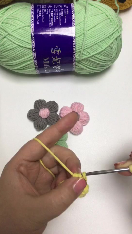 泡芙花钩针图解教程