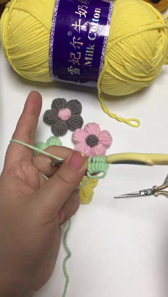 泡芙花钩针图解教程