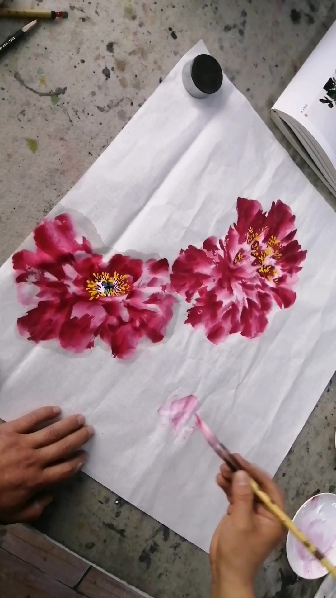 分享王雪涛先生写意牡丹绘制步骤 技巧与方法 用色讲解