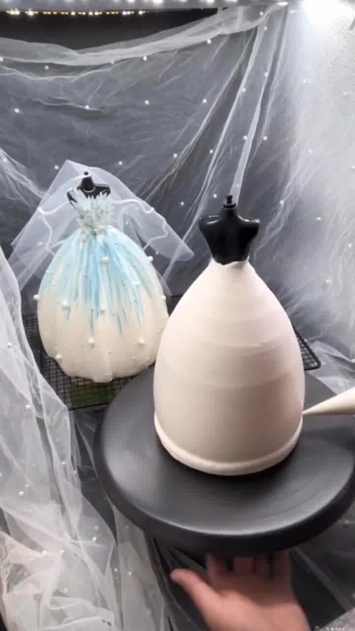 好好看!结婚时做几个这种浅蓝新娘婚纱蛋糕,又仙又美倍有面子!