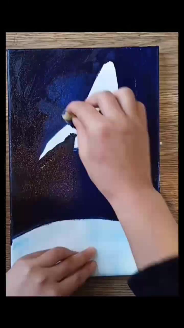 白云老师教你画画,零基础油画星空鲸鱼教学