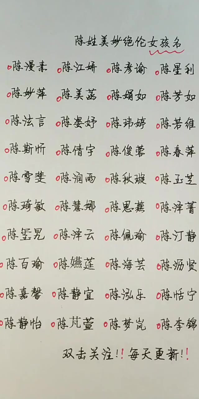 鼠年出生的宝宝,“陈”姓美妙绝伦的女孩名字,推荐给父母