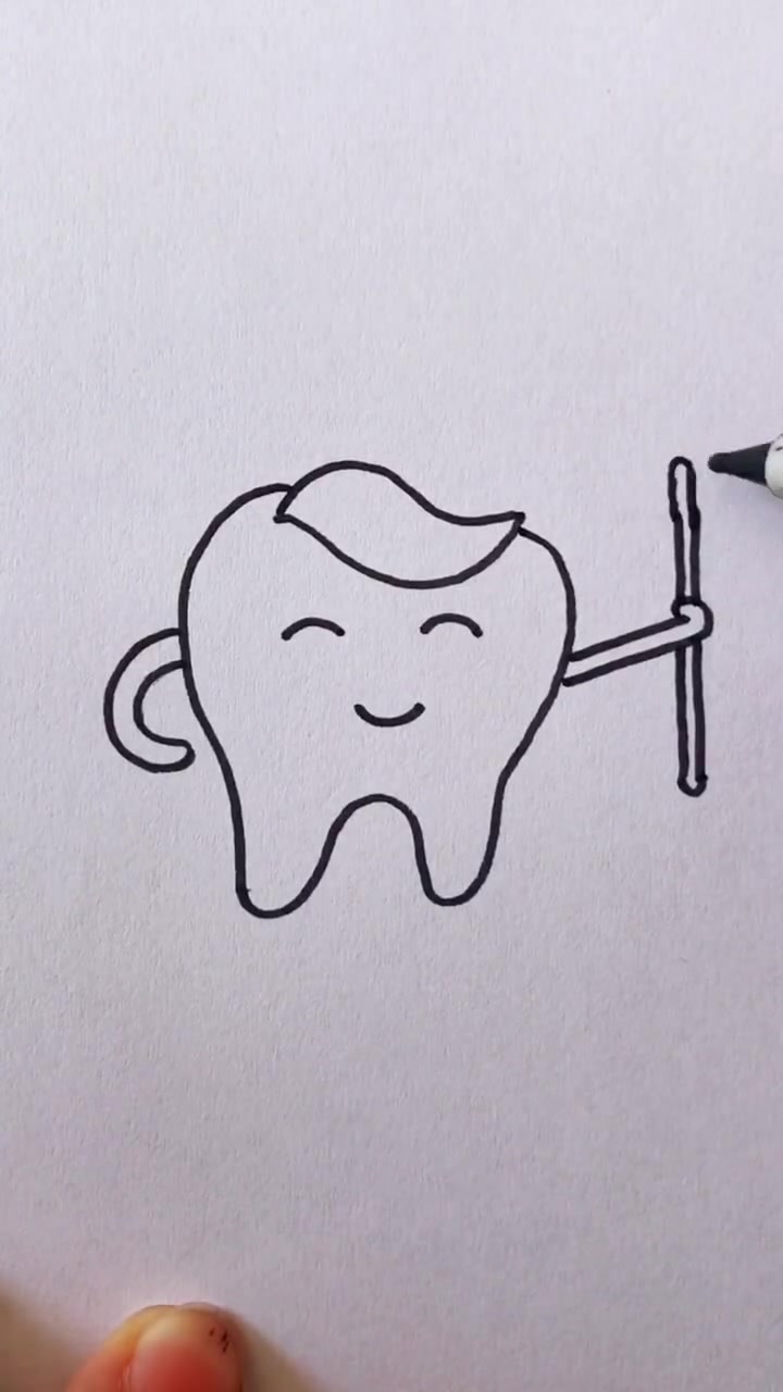 趣味简笔画,保护牙齿从我做起,喜欢赶紧收藏