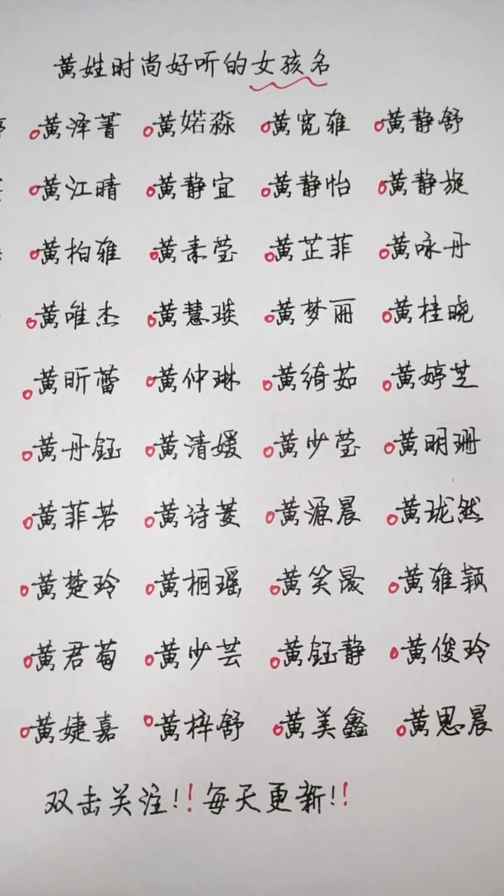 鼠年出生的宝宝,“黄”姓时尚的女孩名字,推荐给大家