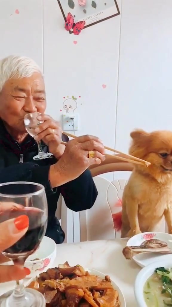 爷爷我不要吃肉肉要喝酒!