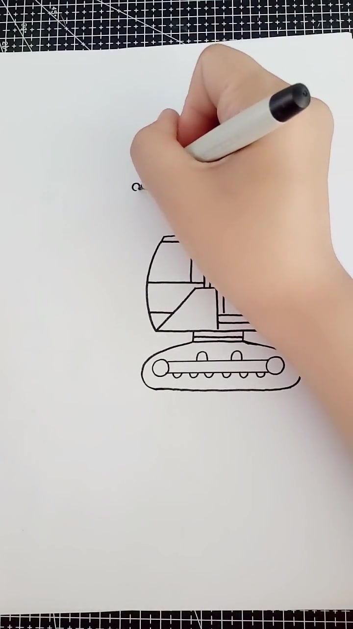 男孩子都喜欢的挖掘机,最简单的画法,你学会了吗?