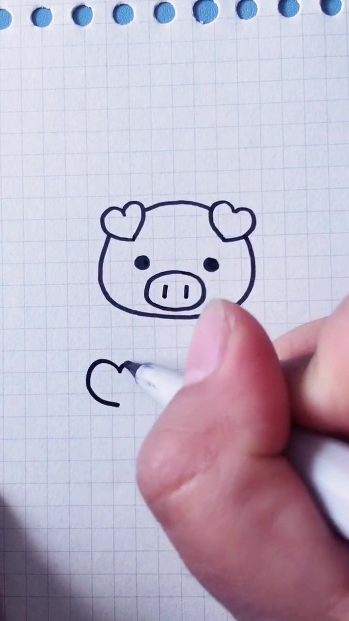 可爱的小猪简笔画,看一遍就能学会,太简单了
