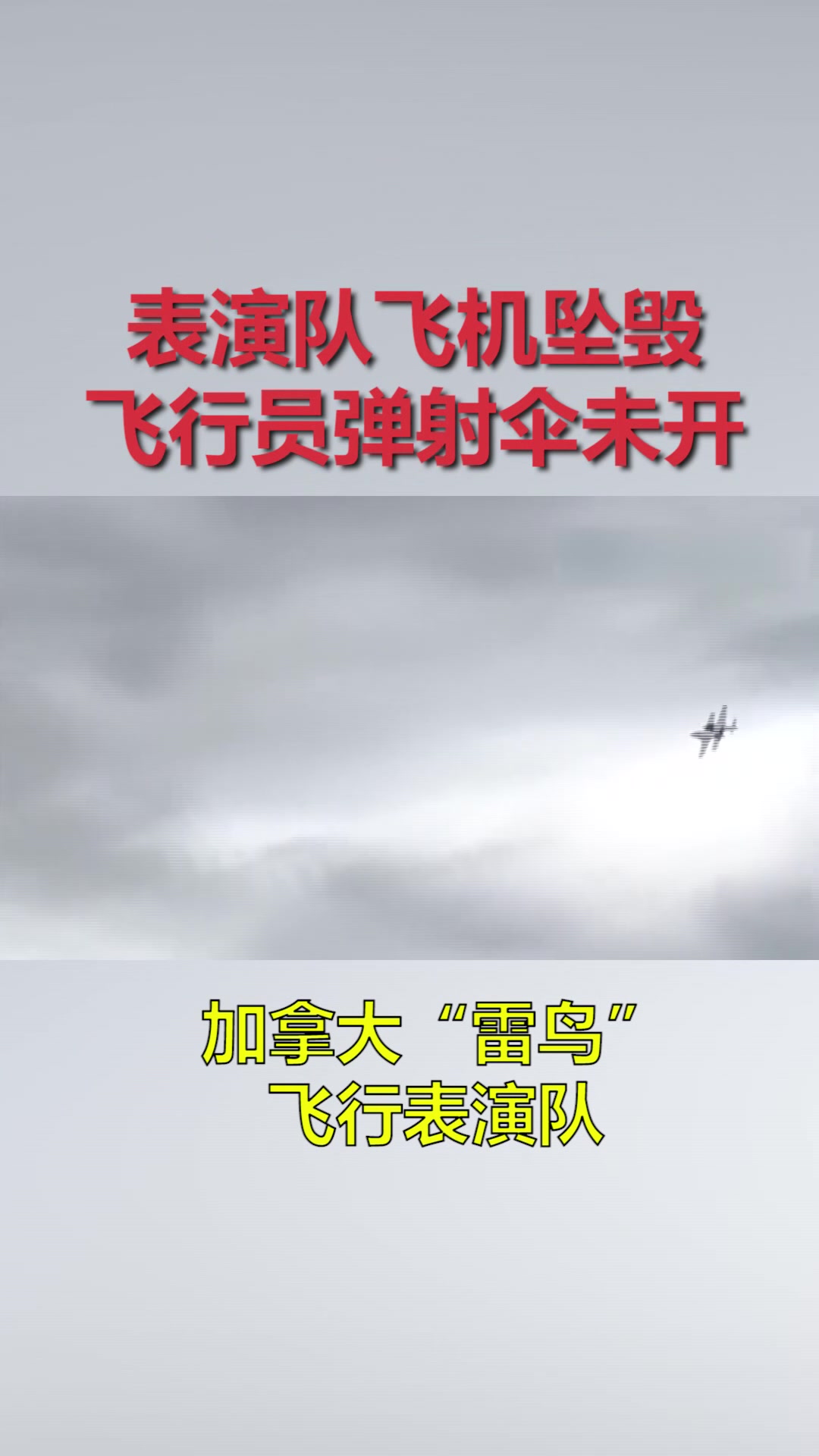 加拿大雷鸟飞行表演队一架飞机坠毁 飞行员弹射伞未开