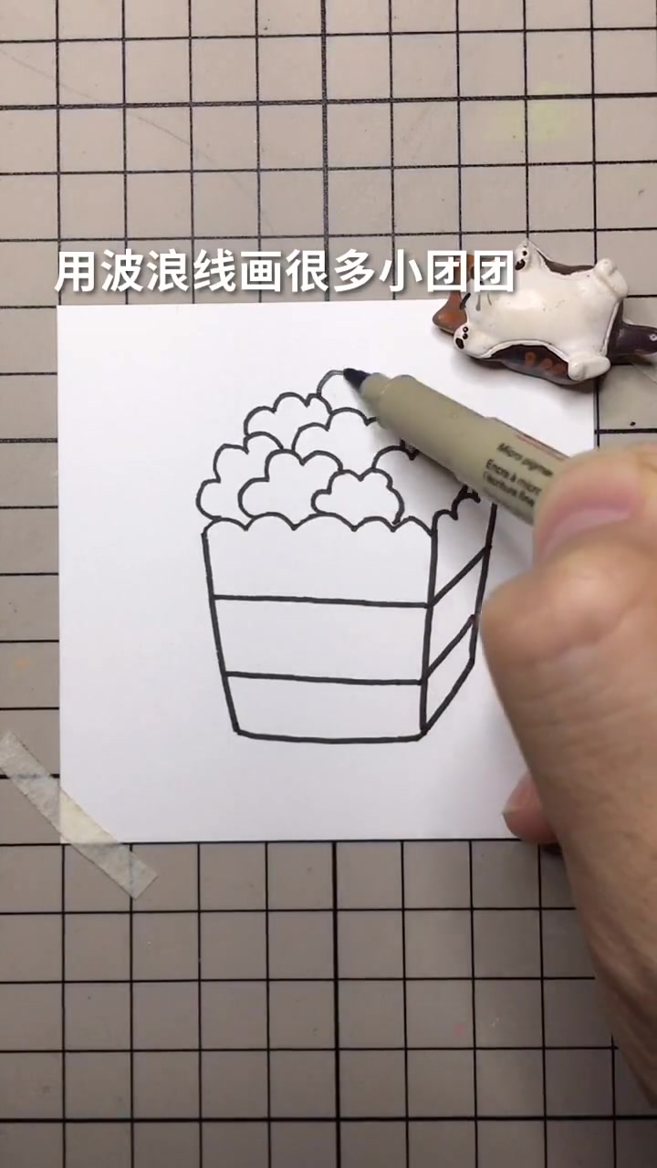 爆米花简笔画,每一颗的表情都不一样,作者太用心了