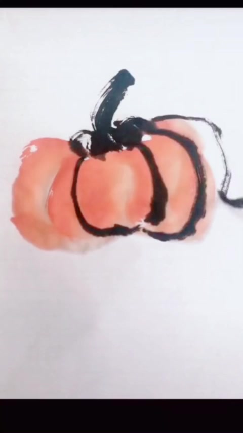 传统写意国画南瓜简单画法,赶紧动起笔来试试看吧